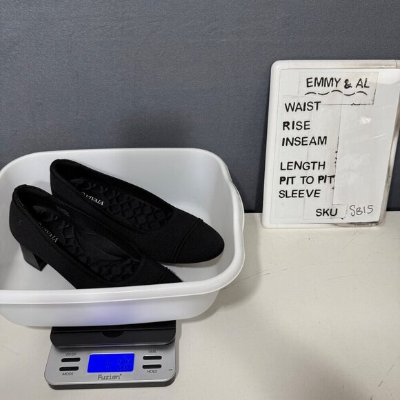 Vivaia Almond Toe Chunky Heels Julie Pro Size 42 US 10.5 Black Knit EUC $189 - Picture 13 of 13